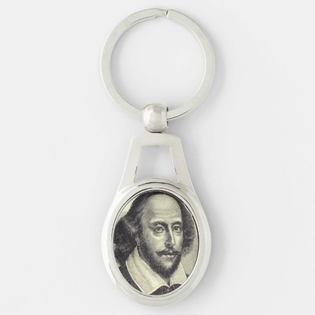 William Shakespeare-nyckelring Ovalt Silverfärgad Nyckelring (Framsidan)