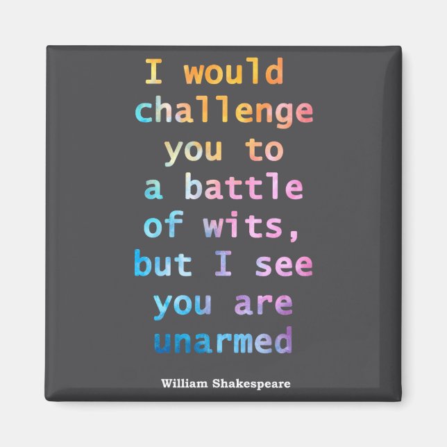 William Shakespeare Pastell Jag Ser Att Du är Vapn Magnet (Framsidan)