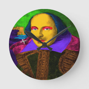 William Shakespeare Pop Art Rund Klocka