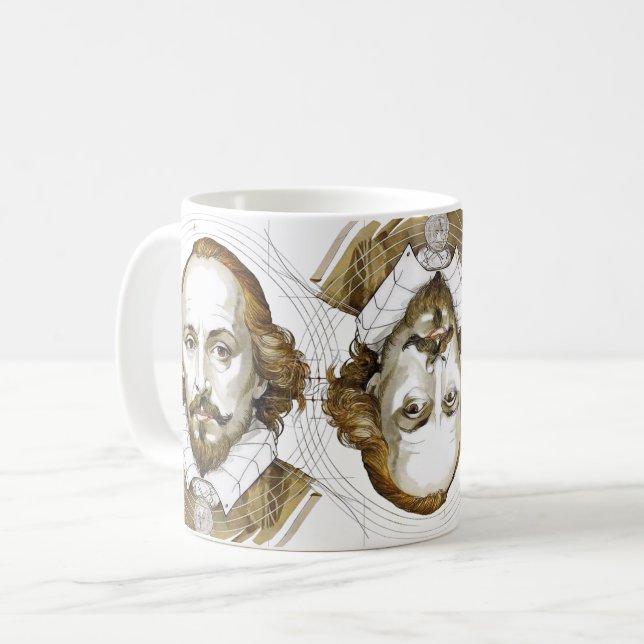William Shakespeare porträtt illustration Guld Kaffemugg (Framsida vänster)