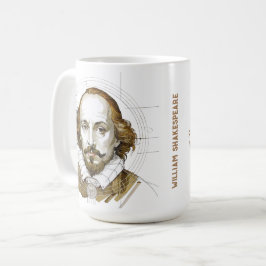 William Shakespeare porträtt illustration Guld Kaffemugg