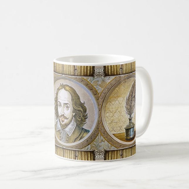 William Shakespeare porträtt illustration Guld Kaffemugg (Framsida höger)