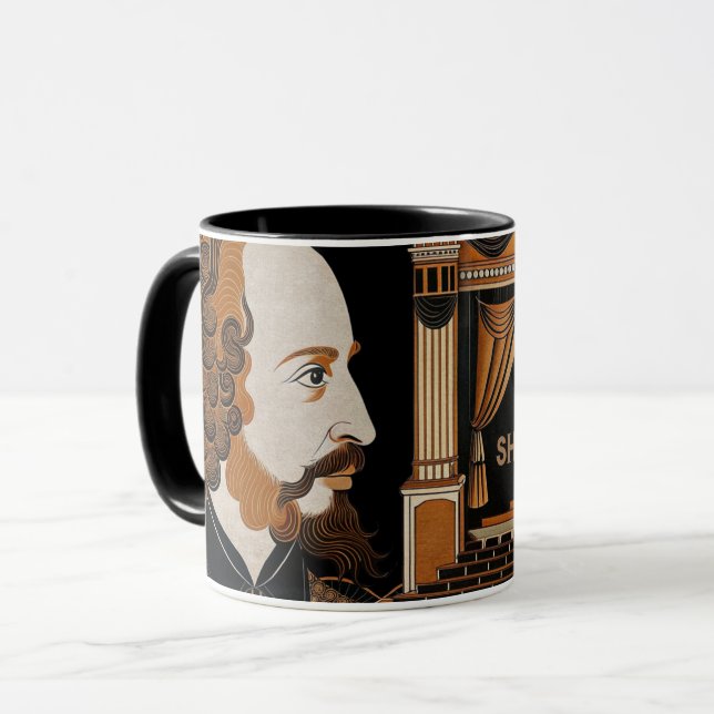 William Shakespeare porträtt illustration Guld Mugg (Framsida vänster)