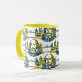 William Shakespeare porträtt illustration London Mugg