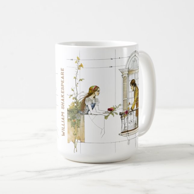 William Shakespeare porträtt Romeo Juliet Kaffemugg (Framsida höger)