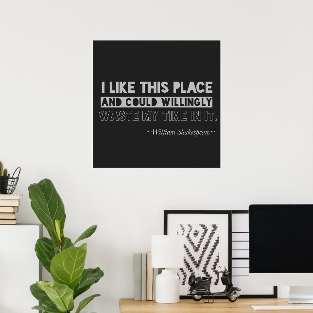 William Shakespeare Quote Typography Black & Grått Poster (Hemmakontoret)