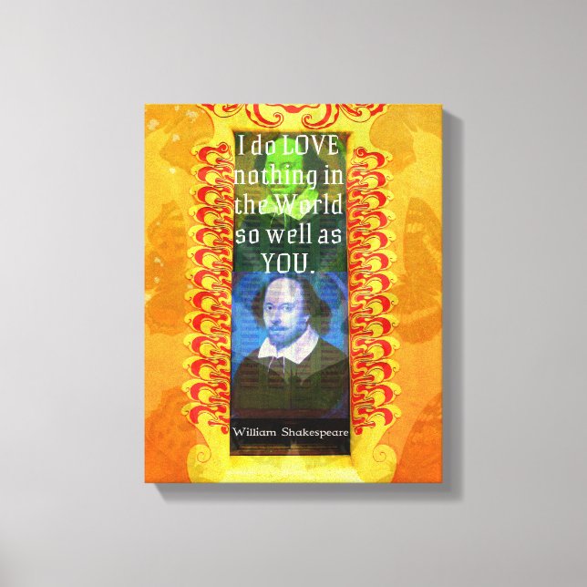 William Shakespeare Romantic KÄRLEK Quote Canvastryck (Framsida)
