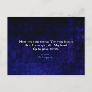 William Shakespeare Romantic Kärlek Quote Vykort