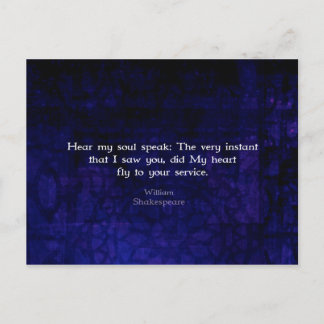 William Shakespeare Romantic Kärlek Quote Vykort