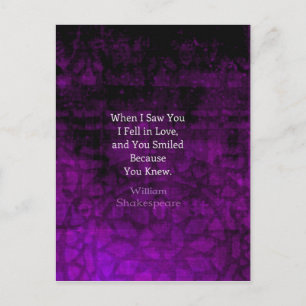 William Shakespeare Romantic Kärlek Say Vykort