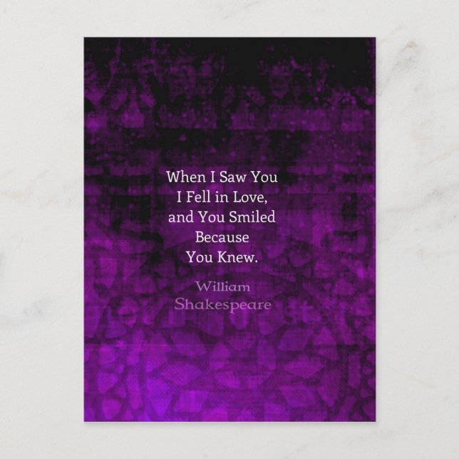 William Shakespeare Romantic Kärlek Say Vykort (Framsida)