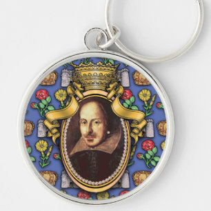 William Shakespeare Rund Silverfärgad Nyckelring