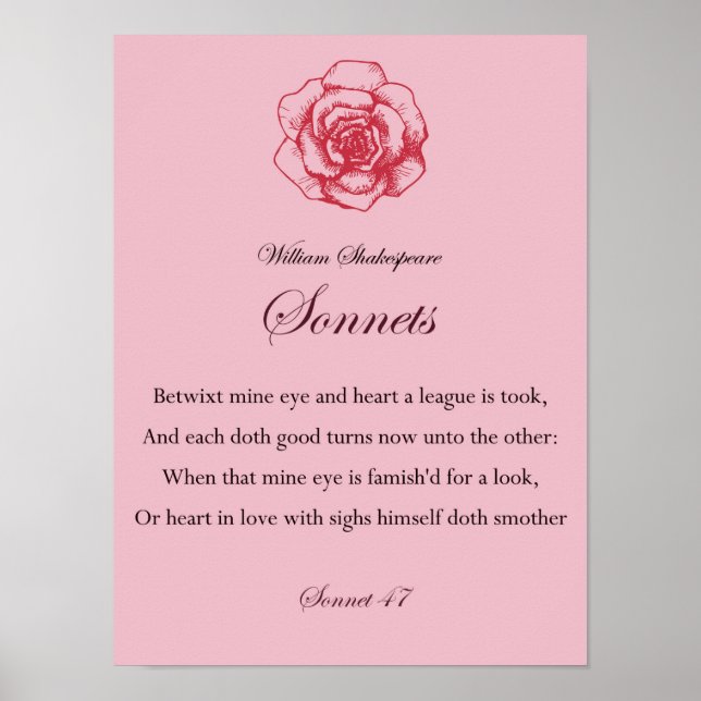 William Shakespeare Sonnets citat Poster (Framsidan)