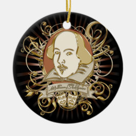 William Shakespeare vapensköld (guld) Julgransprydnad Keramik
