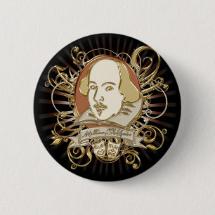 William Shakespeare vapensköld (guld) Knapp