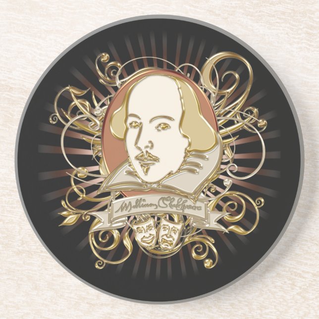 William Shakespeare vapensköld (guld) Underlägg (Framsidan)