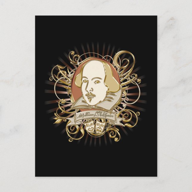 William Shakespeare Vapensköld (Guld) Vykort (Framsida)