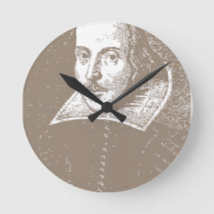 William Shakespeare varma grått Rund Klocka