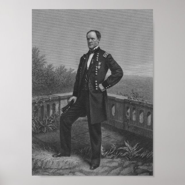 William Tecumseh Sherman Engraved Porträtt Poster (Framsidan)