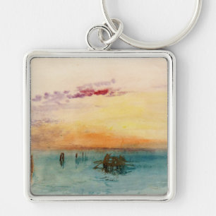 William Turner - Lagunen nära Venedig vid Sunset Fyrkantig Silverfärgad Nyckelring