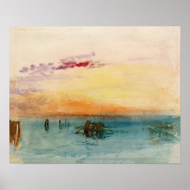 William Turner - Lagunen nära Venedig vid Sunset Poster (Framsidan)