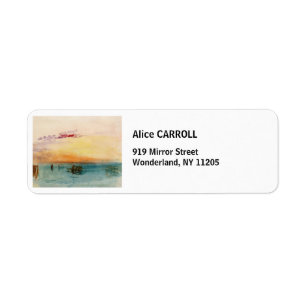 William Turner - Lagunen nära Venedig vid Sunset Returadress Etikett