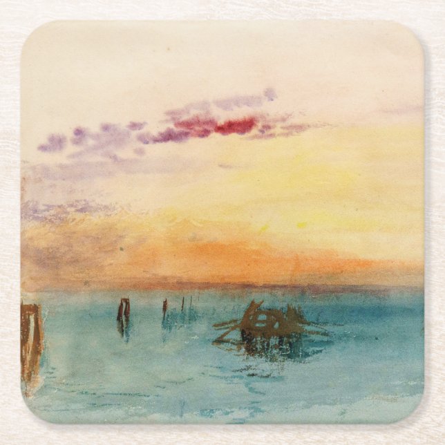 William Turner - Lagunen nära Venedig vid Sunset Underlägg Papper Kvadrat (Framsidan)
