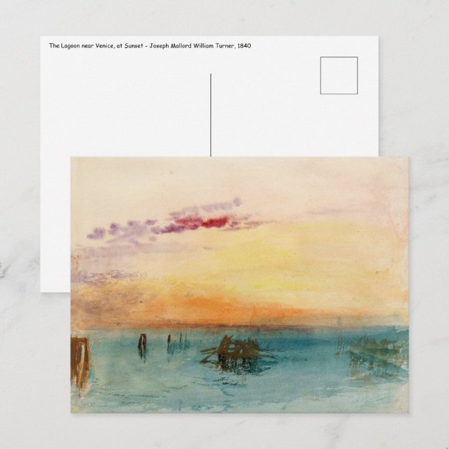 William Turner - Lagunen nära Venedig vid Sunset Vykort (Fram/baksida)