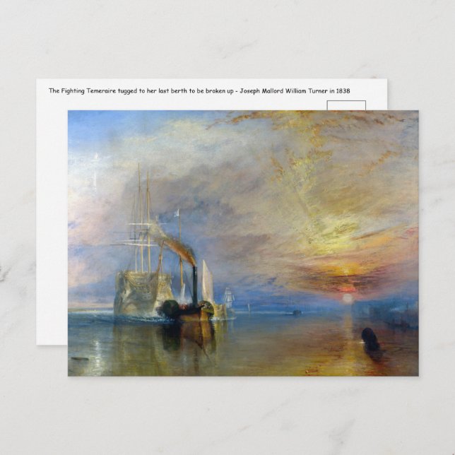 William Turner - The Fighting Temeraire Vykort (Fram/baksida)