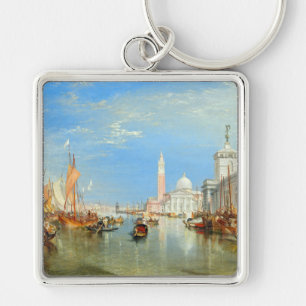 William Turner - Venedig, Dogana & San Giorgio Fyrkantig Silverfärgad Nyckelring