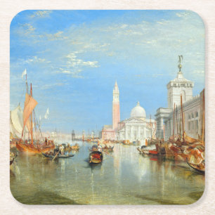 William Turner - Venedig, Dogana & San Giorgio Underlägg Papper Kvadrat
