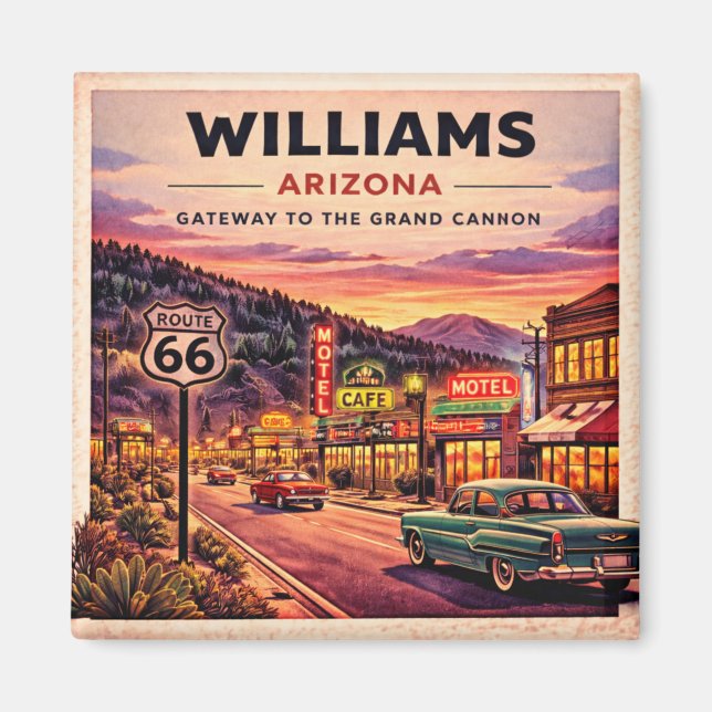 Williams Route 66 Grand Canyon Kylskåpsdekorativ p Magnet (Framsidan)