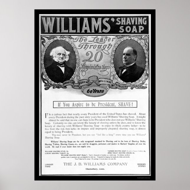 Williams Shaving Soap Ad 1901 Poster (Framsidan)
