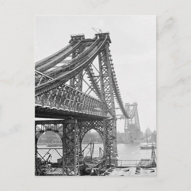 Williamsburg Bridge Construction, 1901 Vykort (Framsida)