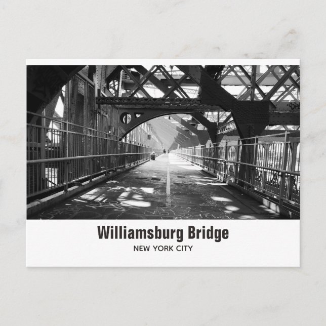 Williamsburg Bridge New York City Black and White Vykort (Framsida)