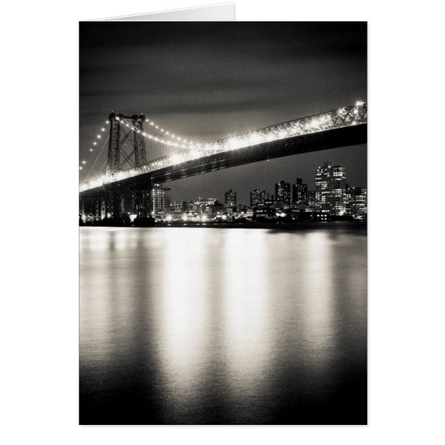 Williamsburg-bron i New York City på natten Hälsningskort (Framsidan)