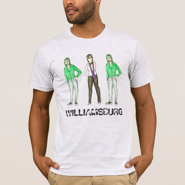 Williamsburg Brooklyn New York NYC Hipster Tee Shirt (Framsida)