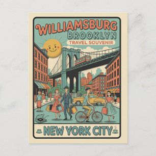 Williamsburg Brooklyn Retro 1950-tals Resa Vykort