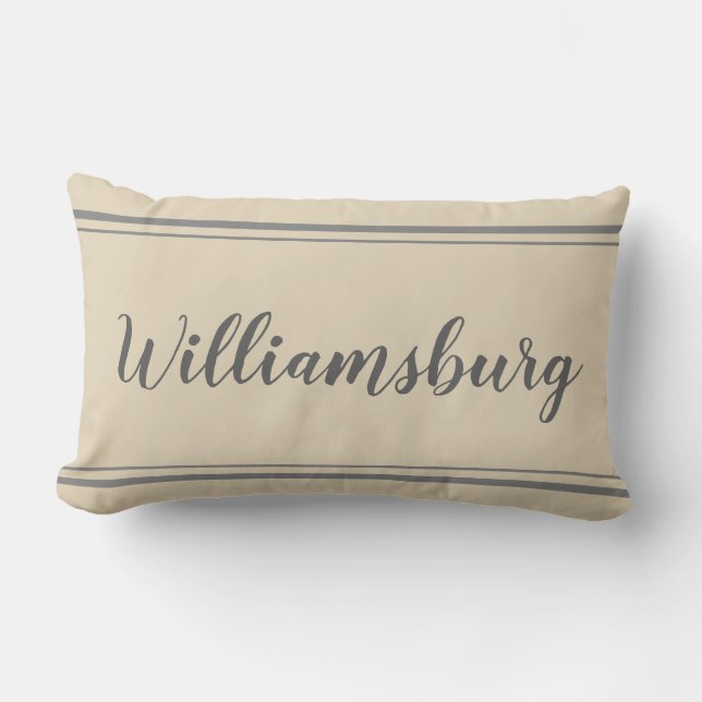 Williamsburg Grått och Beige Rand Pillow Lumbarkudde (Framsida)
