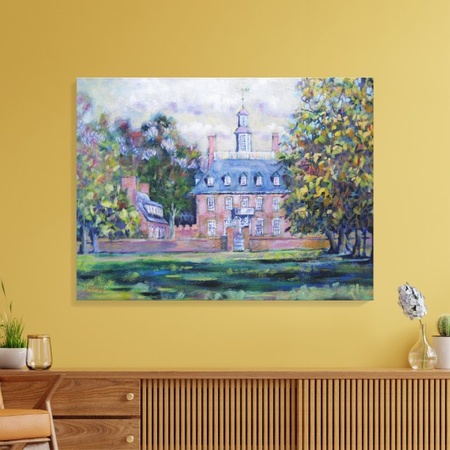 Williamsburg Välkomstskylt / Konstnär Larry Lerew Canvastryck (Insitu (Vardagsrum))