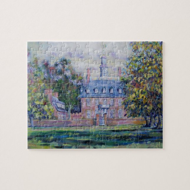 Williamsburg Välkomstskylt / Konstnär Larry Lerew Pussel (Horisontell)