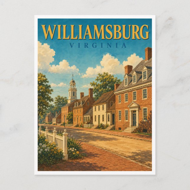 Williamsburg Virginia Colonial GeoSaga Vykort (Framsida)