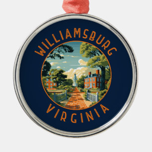 Williamsburg Virginia Retro Distress Circle Julgransprydnad Metall