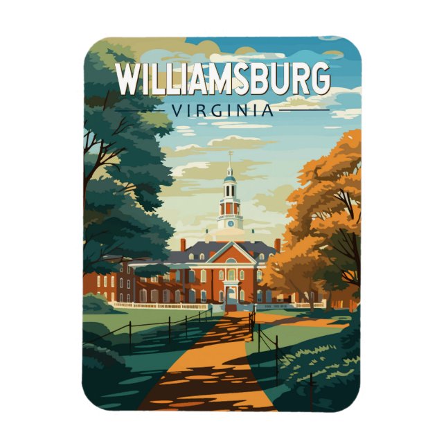 Williamsburg Virginia Travel Art Vintage Magnet (Vertikal)