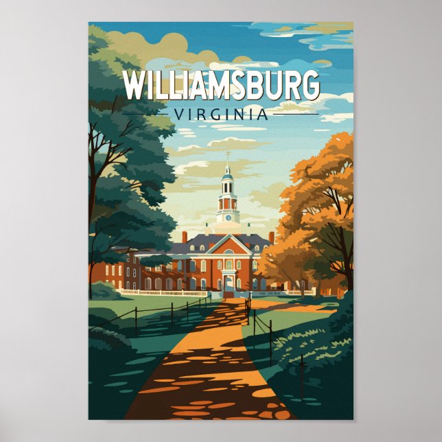 Williamsburg Virginia Travel Art Vintage Poster (Framsidan)