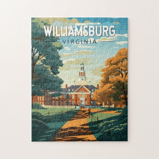 Williamsburg Virginia Travel Art Vintage Pussel (Vertikal)