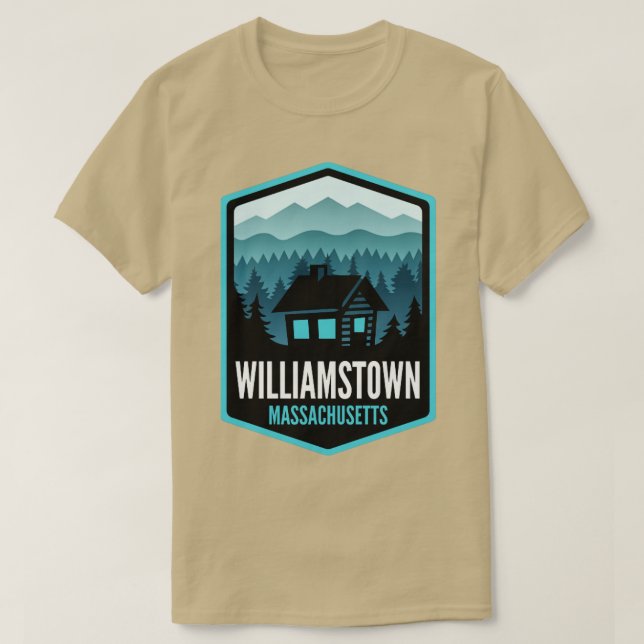 Williamstown Massachusetts Mountain Town Cabin T Shirt (Design framsida)