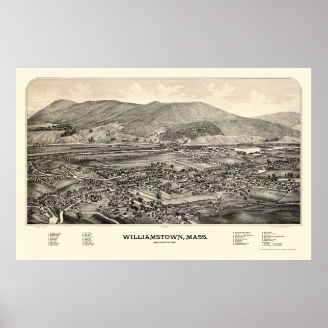 Williamstown, MORSA Panoramic Karta - 1889 Poster (Framsidan)