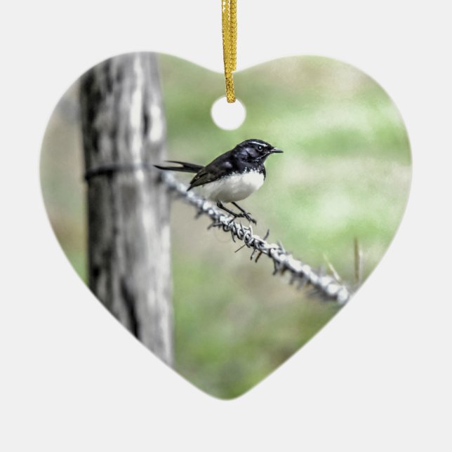 WILLIE WAGTAIL QUEENSLAND AUSTRALIEN JULGRANSPRYDNAD KERAMIK (Framsidan)