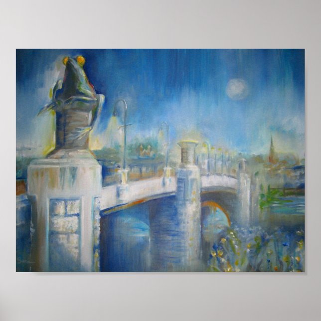Willimantic Frog Bridge på natten Poster (Framsidan)